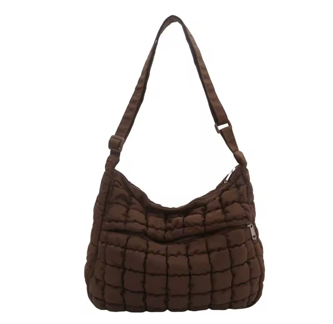 Women’s Quilted Puffer Shoulder Bag (Brown)