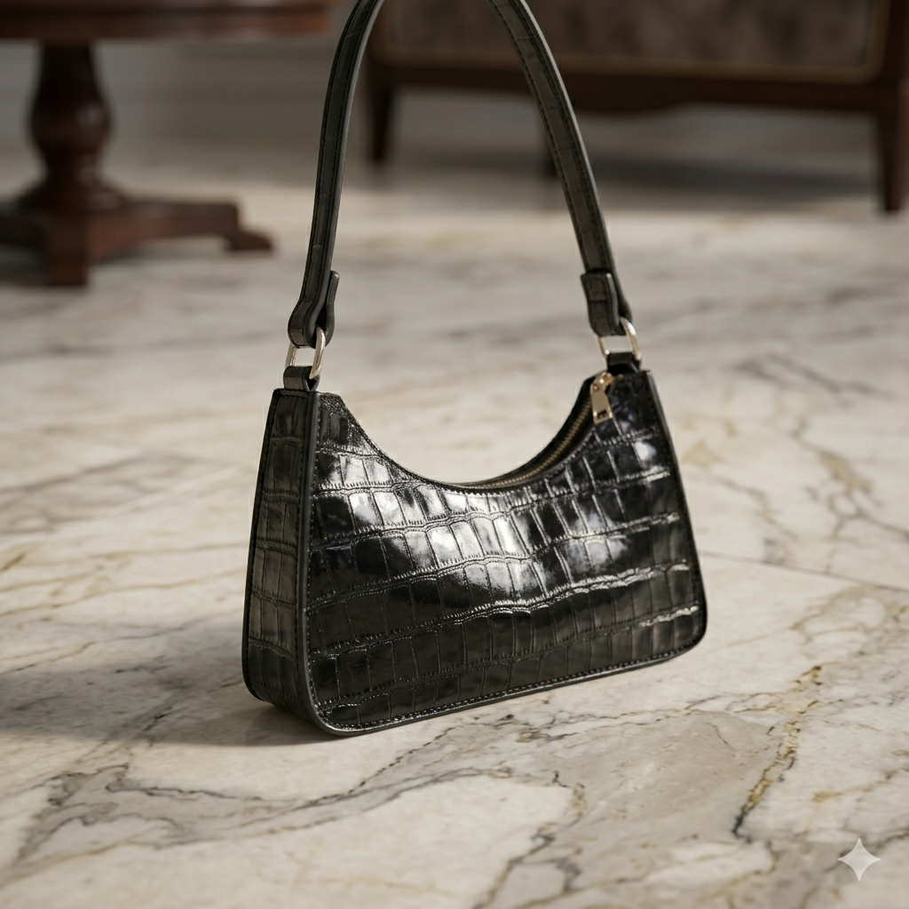 Women’s Alligator Pattern Handbag (Black)