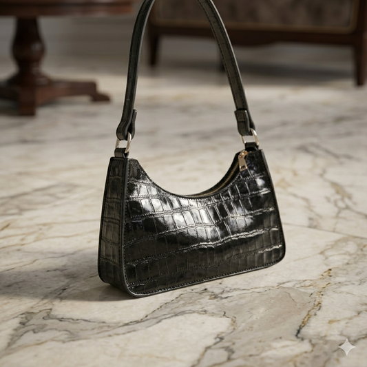 Women’s Alligator Pattern Handbag (Black)
